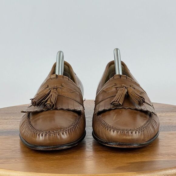 Mens Johnston &‎ Murphy Brown Leather Kilt Tassel Loafers Shoes Size 9 M GUC